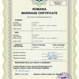 Romania marriage certificate Word and PDF template download template file
