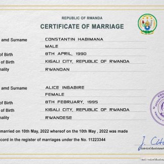Rwanda marriage certificate PSD template download template file