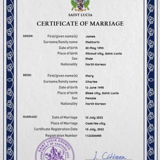 Saint Lucia marriage certificate PSD template download template file