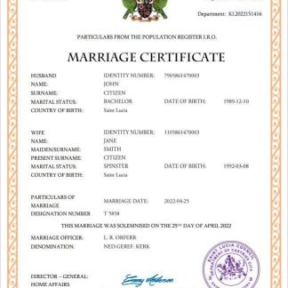 Saint Lucia marriage certificate Word and PDF template download template file