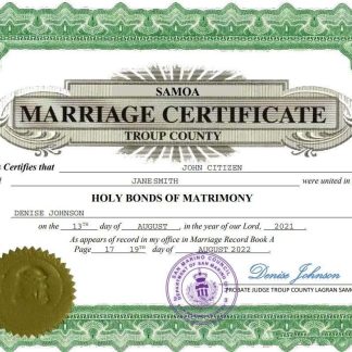 Samoa marriage certificate Word and PDF template download template file