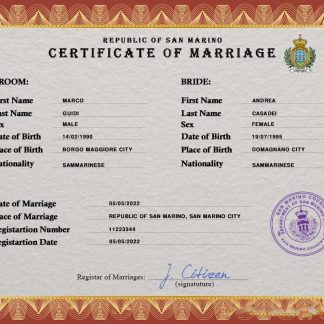 San Marino marriage certificate PSD template download template file