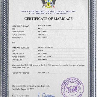 Sao Tome and Principe marriage certificate PSD template download template file