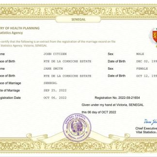 Senegal marriage certificate Word and PDF template download template file