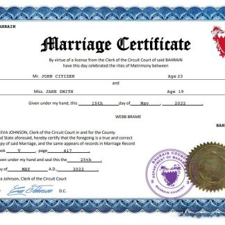 Bahrain marriage certificate Word and PDF template download template file