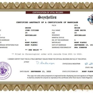Seychelles marriage certificate Word and PDF template download template file