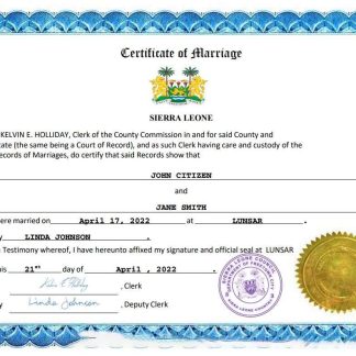 Sierra Leone marriage certificate Word and PDF template download template file