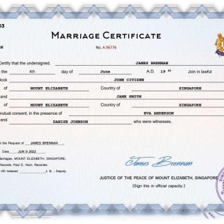 Singapore marriage certificate Word and PDF template download template file