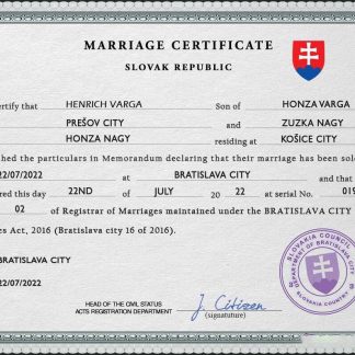 Slovakia marriage certificate PSD template download template file