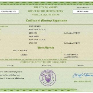 Slovakia marriage certificate Word and PDF template download template file