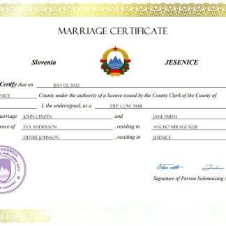 Slovenia marriage certificate Word and PDF template download template file