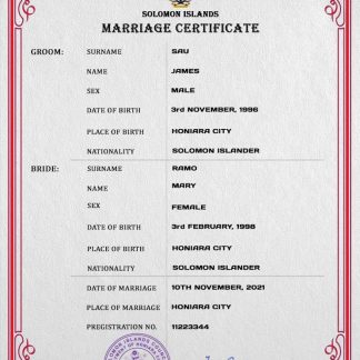 Solomon Islands marriage certificate PSD template download template file