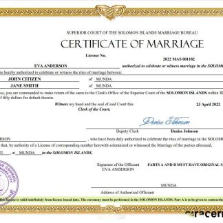 Solomon Islands marriage certificate Word and PDF template download template file