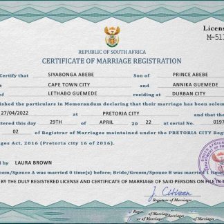 South Africa marriage certificate PSD template, completely editable download template file