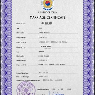 South Korea marriage certificate PSD template download template file