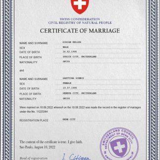Switzerland marriage certificate PSD template download template file