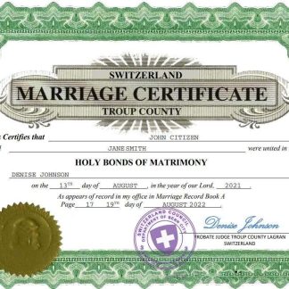 Switzerland marriage certificate Word and PDF template download template file