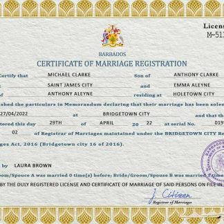 Barbados marriage certificate PSD template download template file