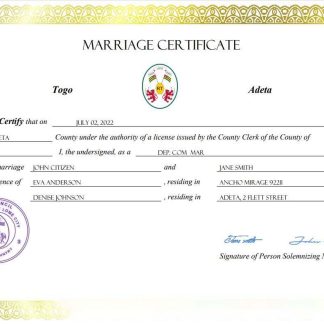 Togo marriage certificate Word and PDF template download template file