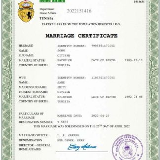 Tunisia marriage certificate Word and PDF template download template file