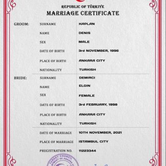 Turkey marriage certificate PSD template download template file