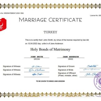 Turkey marriage certificate Word and PDF template download template file