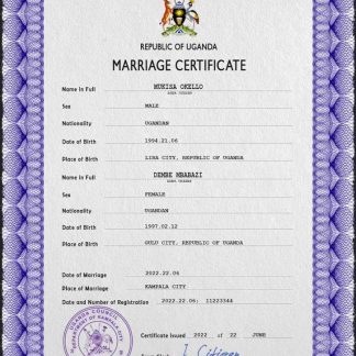 Uganda marriage certificate PSD template download template file