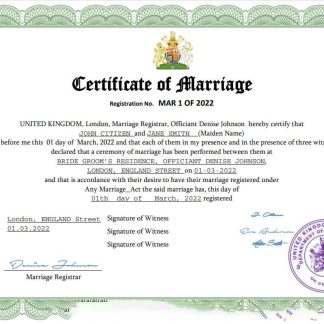 United Kingdom marriage certificate Word and PDF template download template file
