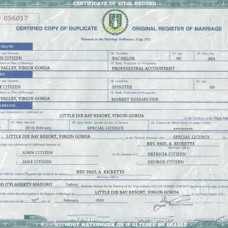 United Kingdom Virgin Islands marriage certificate template in PSD format download template file