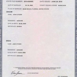 USA Florida state marriage certificate template in PSD format download template file