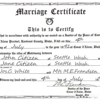 USA Idaho marriage certificate template in PSD format download template file