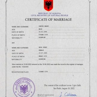 Albania marriage certificate PSD template download template file