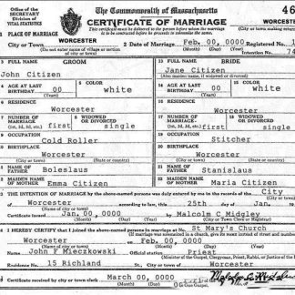 USA Massachusetts marriage certificate template in PSD format download template file