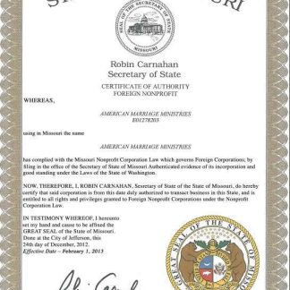 USA Missouri marriage certificate template in PSD format download template file