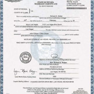 USA Nevada state marriage certificate template in PSD format download template file