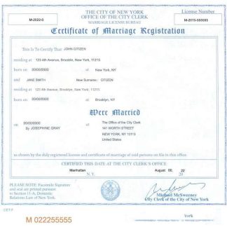 USA New York state marriage certificate template in PSD format download template file