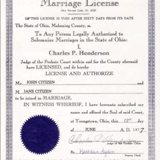 USA Ohio marriage cert download template file