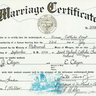 USA oregon marriage cert download template file