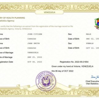 Venezuela marriage certificate Word and PDF template download template file