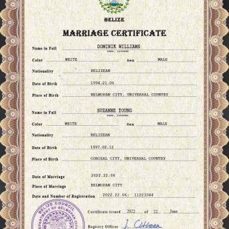 Belize marriage certificate PSD template download template file