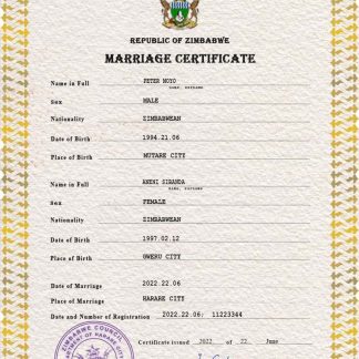 Zimbabwe marriage certificate PSD template download template file