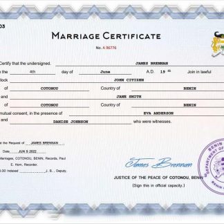 Benin marriage certificate Word and PDF template download template file