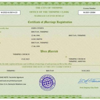 Bhutan marriage certificate Word and PDF template download template file