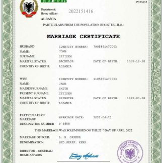 Albania marriage certificate Word download template file
