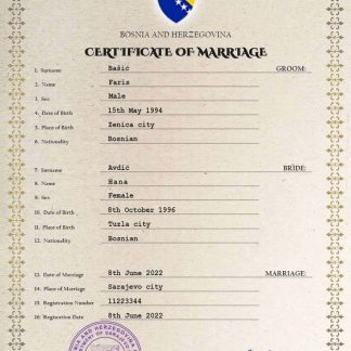 Bosnia and Herzegovina marriage certificate PSD template, download template file