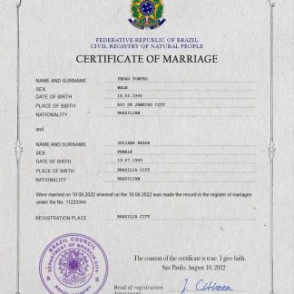 Brazil marriage certificate PSD template download template file