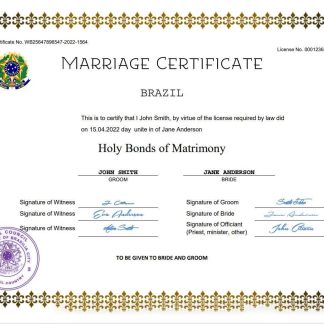 Brazil marriage certificate Word and PDF template download template file