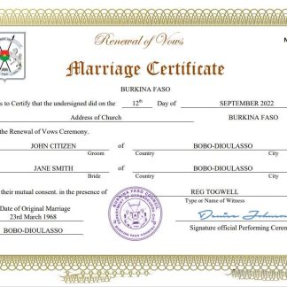 Burkina Faso marriage certificate Word and PDF template download template file