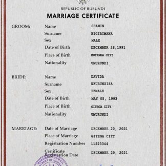 Burundi marriage certificate PSD template download template file