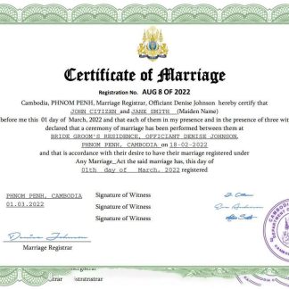 Cambodia marriage certificate Word and PDF template download template file